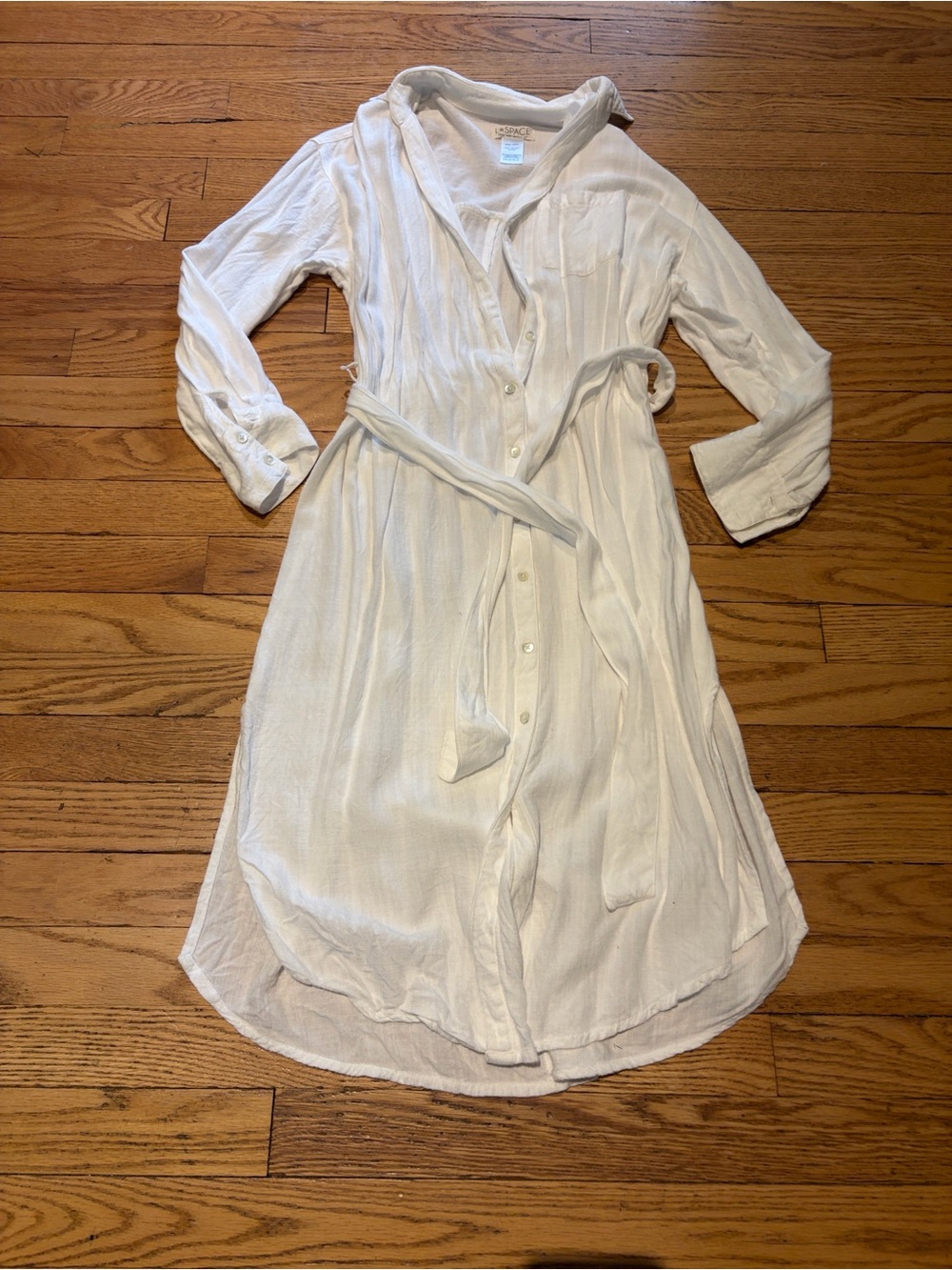 l*space Barcelona Tie Front Shirt Dress in White. Size XS.